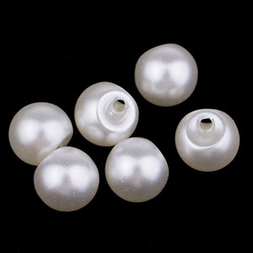 Dailymall Lot de 50 boutons en perles blanches pour robes de mariée 10 mm, 12 mm, 12 mm, 10 mm, 12 mm
