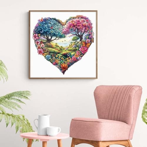 Blumuze Puzzle Bois Adulte, Le Jardin De l'amour Puzzle en Bois Animaux, Puzzles en Bois Animal Unique pour Adulte, Love Garden World Wooden Puzzles 300pcs-L-34 * 32.7cm