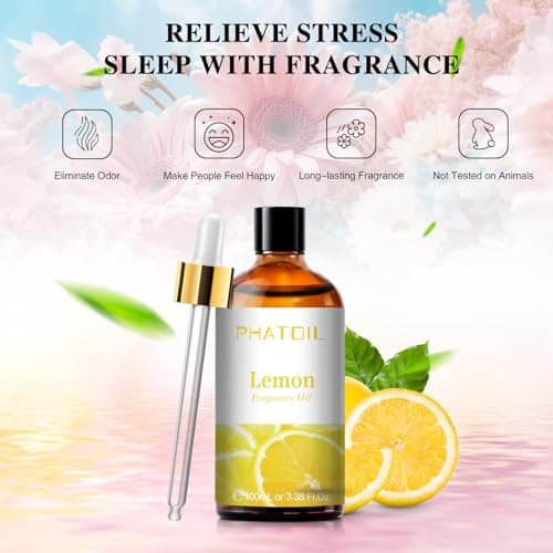 PHATOIL Citron Huile Essentielle 100ml, Huile de Citron pour Diffuseur, Huile Parfumée pour Aromathérapie Humidificateur, Bougies