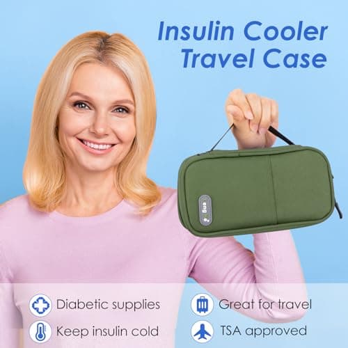 YOUSHARES Pochette Isotherme Insuline avec 2 Poche de Glace 80G, Trousse Isotherme Voyage pour Diabetique, Sac Isotherme Transport Insuline pour Seringues, Piqûre, Insuline Stylo, Medicament, Vert