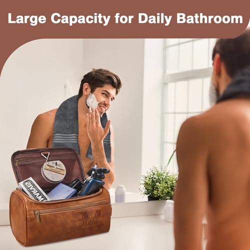 Cadeau en Cuir personnalisé Cadeau en Cuir pour Homme pour Homme d'honneur Cadeau de fête des pères pour Mari Trousse de Toilette Organisateur de Voyage Cadeau en Cuir personnalisé Gravure
