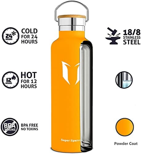 Super Sparrow Gourde Isotherme - Bouteille Isotherme - 750ml - Gourde Inox Bouche Standard - Gourde Sport Étanche - Gourde Enfant sans BPA, pour Sport, Gym, Voyage
