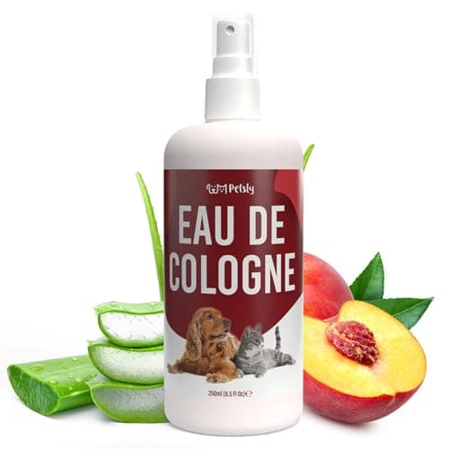 Petsly® Parfum pour Chien & Chat - 250ml - Arôme de Pêche - Neutralise les Mauvaises Odeurs - Parfum Chien - Parfum Chat - Eau de Parfum pour Chien, Déodorant pour Chien, Parfum pour Litiere à Chat