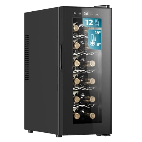 Cecotec Cave a vin Bolero GrandSommelier 1250 CoolCrystal. Cave à vin 12 Bouteilles avec refroidissement thermoélectrique et lumière LED à l'intérieur pour une meilleure conservation.