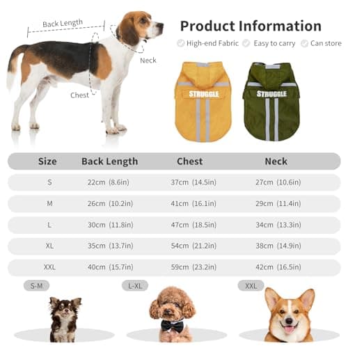 PETCUTE Imperméable pour Chien Manteau Chien Impermeable vec Capuche et Bandes Réfléchissantes pour Petit Moyen Gros Chiens avec Trou de Harnais