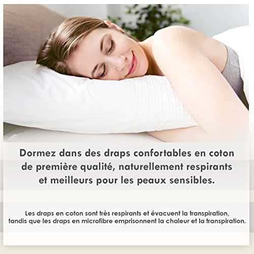 Pizuna Coton Peigné Parure de Lit 140x200 cm 2 Personnes Bleu bébé, 100% Coton Longue durée 400 Fils de Satin, 1 Drap Housse, 1 Drap Plat, 2 Taie d'oreiller, 1 Traversin (Draps de Coton 5 Pièces)