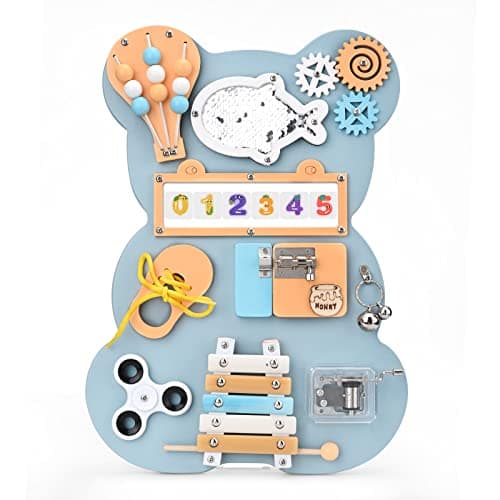 Doovasen Busy Board pour Enfants, pour Apprendre la motricité Fine et Les compétences de Base de la Vie Jouets éducatifs préscolaires Cadeau pour garçon ou Fille