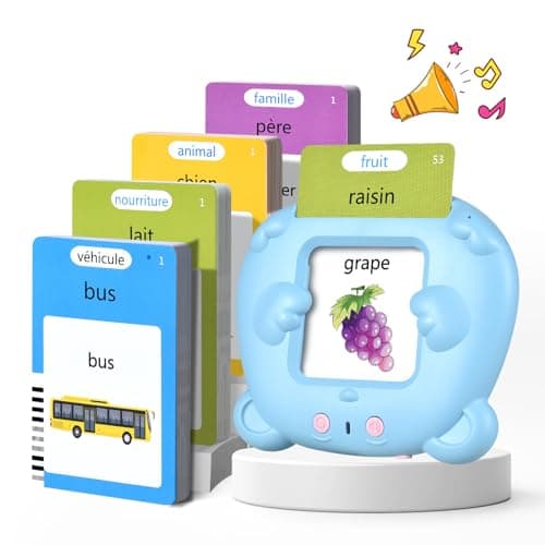 Cartes Flash Parlantes Cartes éducatives pour Enfants Talking Flash Cards 112 Feuilles 224 Mots De 3+ Ans Montessori Jouets éducatifs pour Enfants Cadeaux d'anniversaire pour Enfants(Bleu)