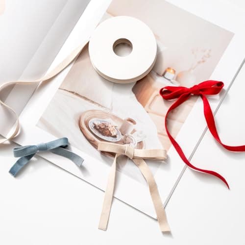 MORSUNBELA Ruban Velours, 3 volumes Ruban Satin, 10 mm x 4,5 m Ruban Cadeau, Ruban en Velours pour Mariage, Baptême et Anniversaire