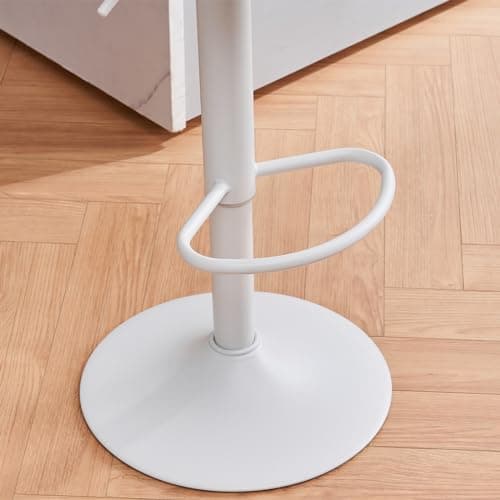 YOUNIKE Tabouret Bar Bois Rond Chaises Haute de Bar Assise Ilot Central Cuisine Siege Bar Lot de 2 Vintage Reglable Rotation Metal Pivotante Blanc