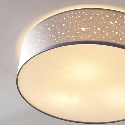 Lindby Plafonnier Tissu Umma à intensité variable (Moderne) en Gris Textile e. a. pour Salon & Salle manger (à 3 lampes, E27), Luminaire Plafonnier, Lampe Plafond, Eclerage Eclairage