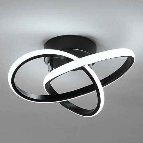 Comely Plafonnier LED Moderne, Luminaire Plafonnier Noir 30W 3375LM, Lampe de Plafond en Forme de Fleur pour Chambre à Coucher, Couloir, Cuisine, Salle de Bain, Lumière Blanche Froide 6500K Dia 30cm