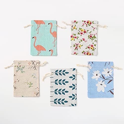 DAHI 25pcs Sacs en Coton avec Cordon 10 x 14 cm Petits Sacs en Tissu Sacs Cadeau avec Cordon Sachets en Lin Chanvre Jute Sac à Cordon Sachets Pour bijoux-B
