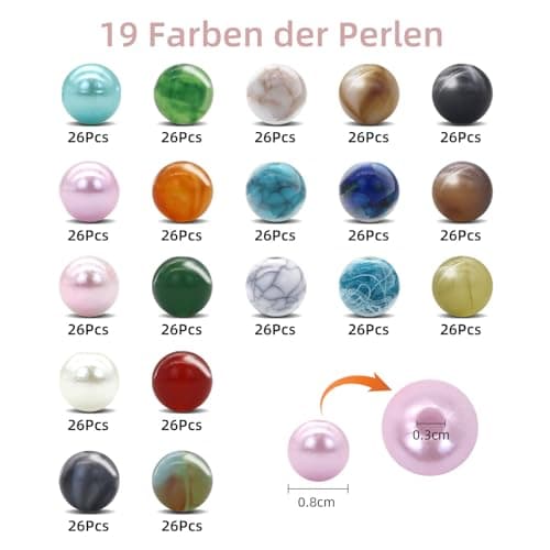 Liangding Perles pour Bracelet, 8MM Perle Pierre Artificielles, 1040 Perles pour Bijoux Adulte, Kit Bracelet avec Pendentif Accessoires, pour la Fabrication de Bijoux Bricolage Artisanat DIY