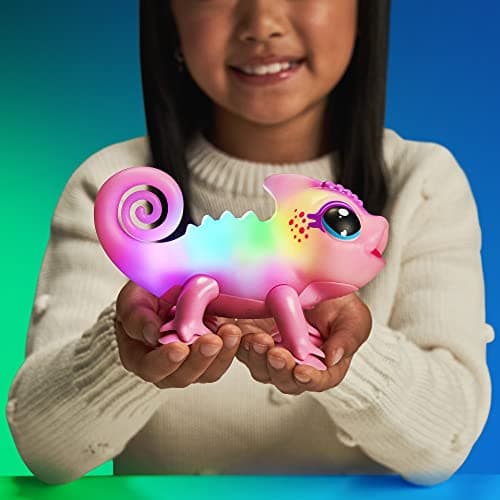 Little Live Pets - Nova Le caméléon Lumineux | Jouet interactif Lumineux Multicolore, Plus de 30 Sons, Plus de 10 humeurs, Répète après toi, Détecte Les Sons (Piles incluses, à partir de 5 Ans)