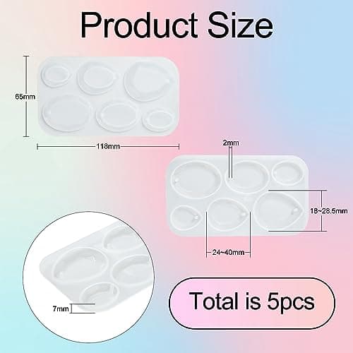 UR URLIFEHALL Lot de 5 moules ronds en silicone en forme de goutte pour fabrication de bijoux, colliers, bracelets, sacs à dos, boucles d'oreilles