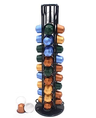XIAPIA Support Capsule Nespresso, Porte Dosette Capsules Nespresso Café Rotatif 360 Degrés, Noir Distributeur Capsule Nespresso Range 40Pcs, Rangement Capsule Nespresso Presentoir