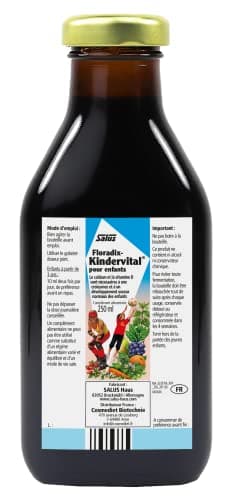 Salus Floradix Kindervital, Pour Enfants, Formule Liquide Enrichie en Calcium et Vitamine D pour la Santé et le Développement des Os, 250 ml