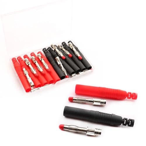RUNCCI-YUN 10 pièces Fiches bananes isolées 4 mm,4mm souder mâle fiche Banane Fil à Bricolage connecteurs pour fils de test de multimètre (noir rouge)