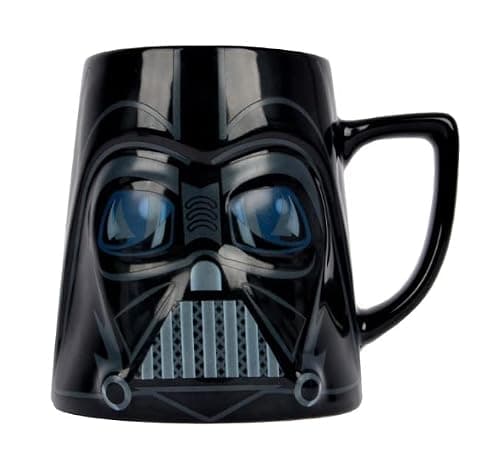 Ideal casa Tasse de petit-déjeuner en céramique Dark Vader - Star wars - 10 cm hauteur - 350 ml - Mugs avec relief des personnages de Star Wars Dark Vader