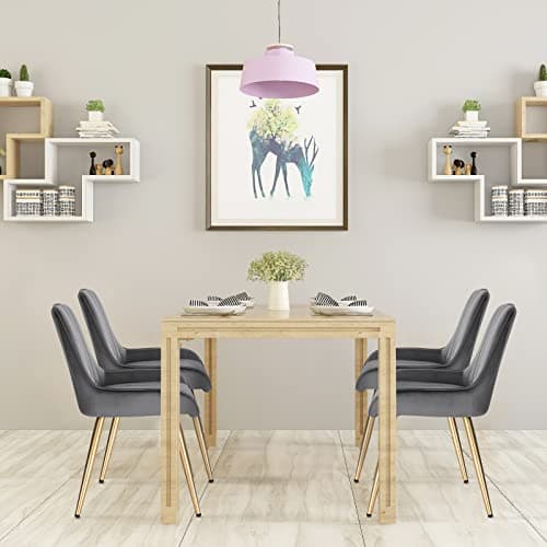 Lestarain Lot de 2 Chaises de Salle à Manger avec Dossier Chaise de Cuisine Rétro Chaise de Salon Assise en Velours et Pieds en Métal,Gris foncé