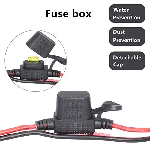 GELRHONR 12V/24V Batterie de Voiture Clip-on vers Prise Allume-Cigare Femelle (avec Capuchons Anti-poussière) Câble d'extension Adaptateur avec fusible 20A, pour onduleur, compresseur-5.9Ft