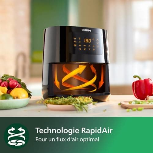 Philips Airfryer L Series 5000, 4.1L (0.8Kg), Air Fryer Multifonctions 13-en-1, Connexion Wifi, 90% de graisse en moins grâce à la technologie Rapid Air, Application de HomeID (HD9255/80)
