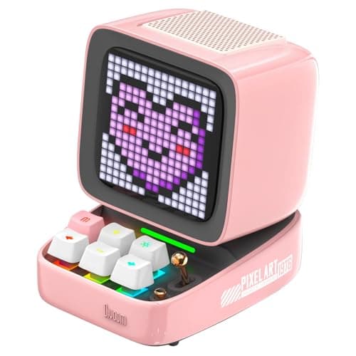 divoom Ditoo Enceinte Bluetooth avec Affichage LEDs, Reveil, et 10 Watts Audio pour Chambre, DIY, Anniversaire (Rose)