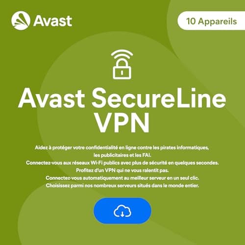 Avast SecureLine VPN 2024 - Réseau Privé Virtuel (VPN) pour la Protection de la Vie Privée - À Télécharger | 5 appareil | 1 An | PC/Mac | Code d'activation - envoi par email
