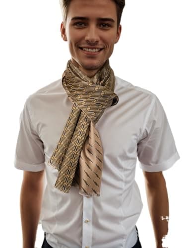 Prettystern Hommes long élégant 2 couches classique business festif pure soie écharpe franges courtes bleu Paisley AB04