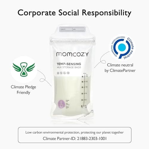 Momcozy Lot de 120 Sacs de Conservation du Lait Maternel, Sacs de Conservation du Lait Maternel, Préstérilisés, Double étanchéité, pour Congélation 180mL
