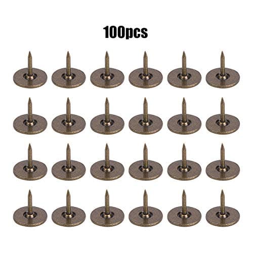 100 Clous d'Ameublement, Tête Plate, Kit d'Assortiment de Broches à Dessin, Clous de Meubles, Fournitures d'Art en Fer, Accessoires pour Décoration de Canapé de Porte - Bronze Cyan(11 x 11MM)