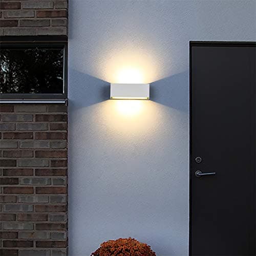 Dr.lazy 12W Applique Murale led Intérieur exterieur Huat en bas Lampe murale LED Moderne Imperméable IP65 Appliques Murales en Aluminium pour Salon Escalier Couloir Jardin (Blanc/Blanc Chaud)