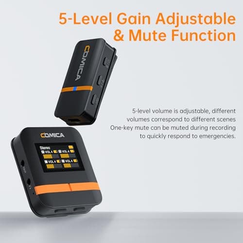 comica Vimo Q Micro Cravate sans Fil avec 4 émetteurs et 1 récepteur, CalMix Réduction de Bruit, Qualité Audio 48KHz/24bits, 16H Utilisation, 200M Portée, Micro Lavalier pour DSLR Caméra Smartphone PC
