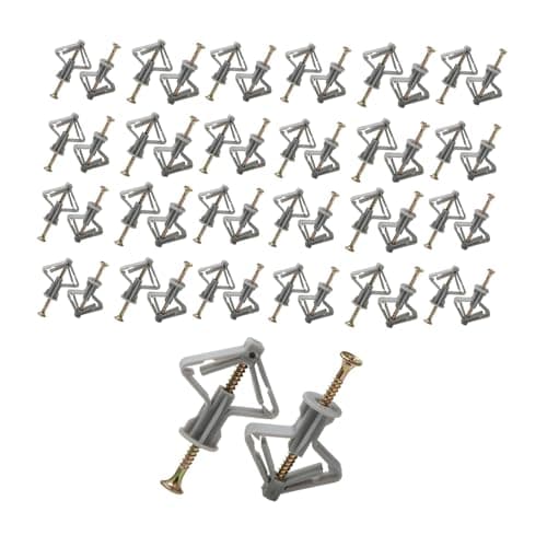 SMGDA 100 Pièces Fixations pour Plaques de Plâtre (50 Chevilles Murales et 50 Vis Placo), Chevilles pour Plaques de Plâtre, Ancres Chevilles et Vis pour Fixations Murales Creuses Cloisons Sèches