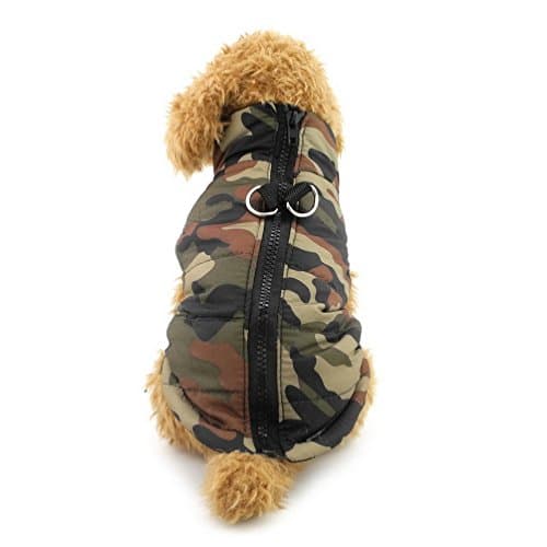 Pegasus SELMAI Manteau d'hiver imperméable matelassé avec Trou pour Harnais pour Petit Chien, Manteau Bouffant avec Anneau en D, pour Chat, Chiot, Chihuahua, vêtements pour Temps Froid, Camouflage XS