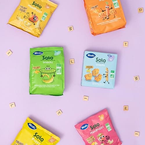 Hero Solo BIO - Snack Biscuits Animaux - pour Bébés Des 12 Mois - 100% BIO et Naturels, Sans Huile de Palme - Lot de 5 X 100 g