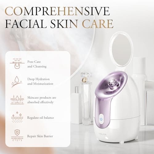 ANLAN Vapeur Visage Sauna Facial Nettoyage, Vaporisateur Visage, Sion de Peau, Nettoyer Profondément, Éliminer les Points Noirs, Effet Instantané & Efficacement