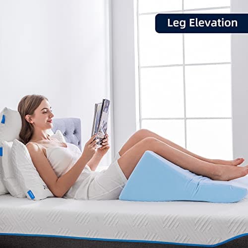 NOFFA Coussin de Lecture en Mousse à Mémoire de Forme pour Lit | Oreiller Cale Dos | Coussin à Coin Triangle est Idéal pour Soutenir Le Dos Lorsque Vous Détendez, Lisez ou Regardez la Télévision