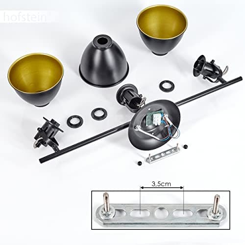 Plafonnier Koppom en métal noir et or, luminaire de plafond à 3 spots orientables pour ampoules E14, ampoule(s) non incluse(s)