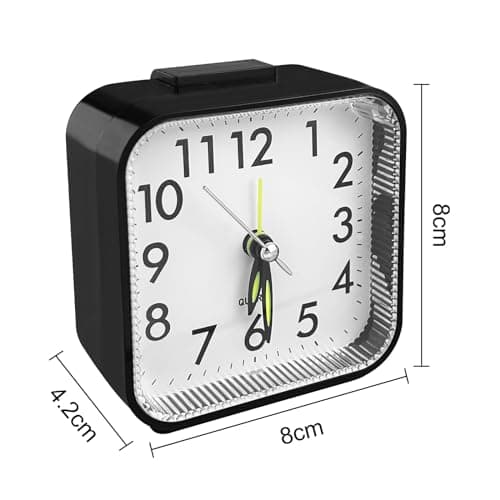 Nutabevr Réveil Analogique Silencieux sans Tic-Tac, Réveil Snooze avec Bouton supérieur, réveil Portable avec lumière et Fonction Snooze, Petite Réveil Voyage pour Chambre, Bureau, Voyage