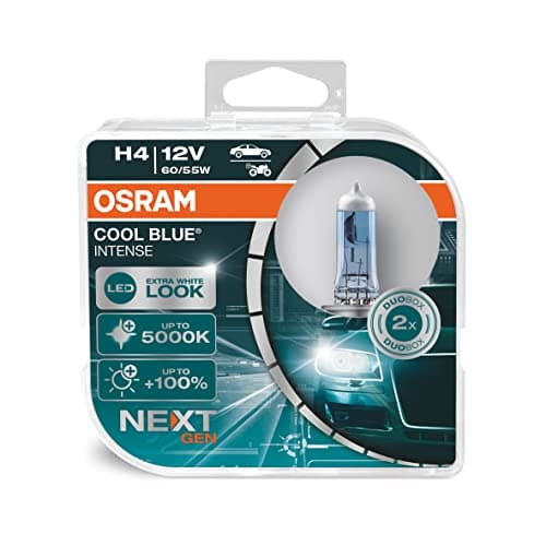 OSRAM COOL BLUE INTENSE H4, +100% plus lumineux, jusqu'à 5000K, lampe halogène, look LED, duo box (2 lampes)