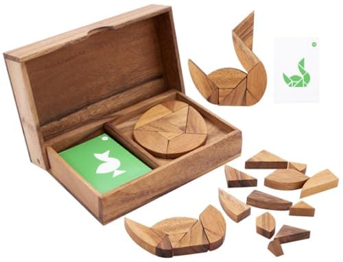 Engelhart - 350102 - Double Tangram en Bois Œuf - Puzzle en Bois - Jeu en Bois Ecologique - 1 et 2 Joueurs - 4 Ans et Plus