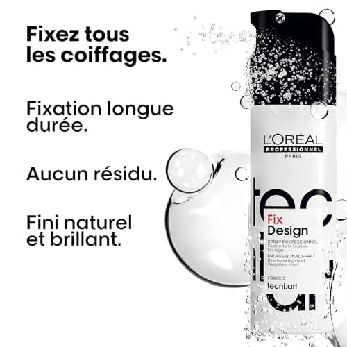 L'Oréal Professionnel, Spray Coiffant Fix Design, Force 5, Fixation et Tenue Longue Durée & Cheveux Brillants, Anti-Frisottis, Sans Résidus, Non Collant & Non Gras, Tecni Art 200 ml