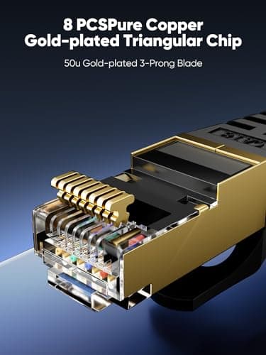 VOIETOLT Cat 8 Câble Ethernet 5M, 40Gbps/2000Mhz Haut Débit S/FTP Cable Internet, Plat Tresse RJ45 Gigabit Cable LAN pour PS4/5, Ordinateur, Modem, PC, TV