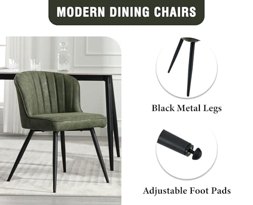 Wahson Chaises de Salle a Manger en Similicuir Lot de 2 Chaise Salle à Manger Moderne avec Coussin Épais Chaise de Cuisine avec Pied Métal, Chaise Cuir PU pour Salle à Manger/Restaurant, Vert