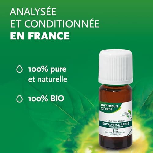PHYTOSUN AROMS - Huile Essentielles Eucalyptus Radié BIO - 100% pure et naturelle - Contribue au confort respiratoire - 10 ml
