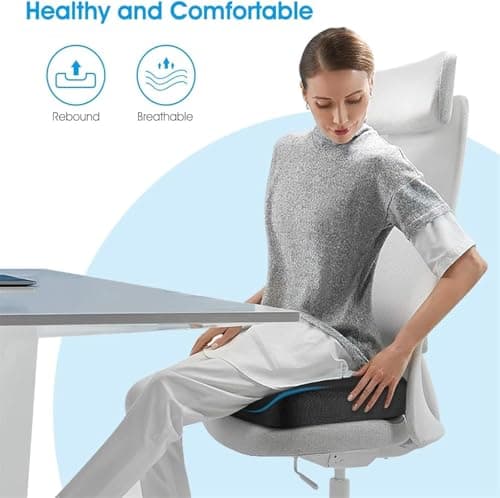 Feagar Coussin de Chaises en Mousse à Mémoire - Coussin Coccyx Ergonomique pour Siège Voiture Auto Conducteur Fauteil Bureau Fauteuil Roulant,Coussin Sciatique,Coussin d Assise,Noir | Soulagement Lombaire Pour Siège Auto Et Bureau. Housse Lavable, Soutien Posture Et Confort Longue Durée Au Quotidien.