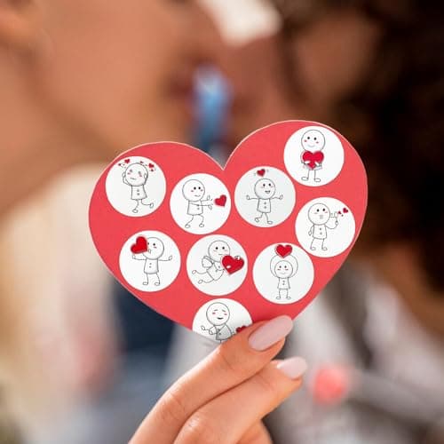 500Pcs Etiquette Autocollante Coeur Rouge Bonhomme Allumette Sticker Adhésif 2,5cm Amour Remerciement Décoration Carte de Voeux Emballage Cadeau Enveloppe pour Saint-Valentin Mariage