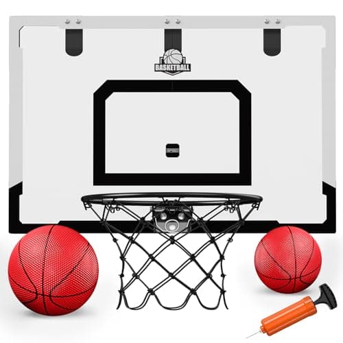 HYES 24" x 16" Panier de Basket Interieur pour Adultes et Enfants, Panier de Basket Chambre Kit avec 2 Ballons, Pompes, Jouet de Sport pour l'intérieur et l'extérieur